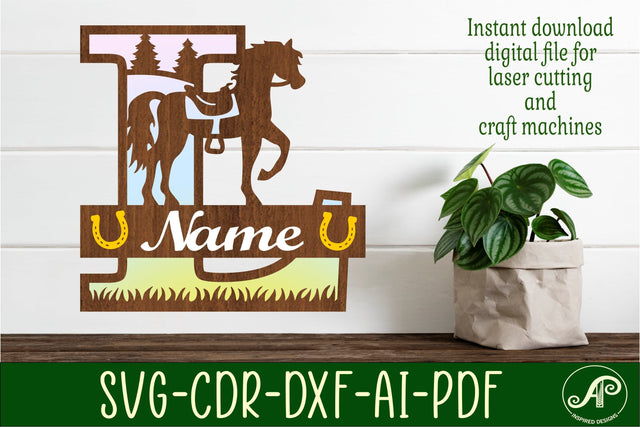 Horse Capital Monogram Letter L SVG File SVG APInspireddesigns 