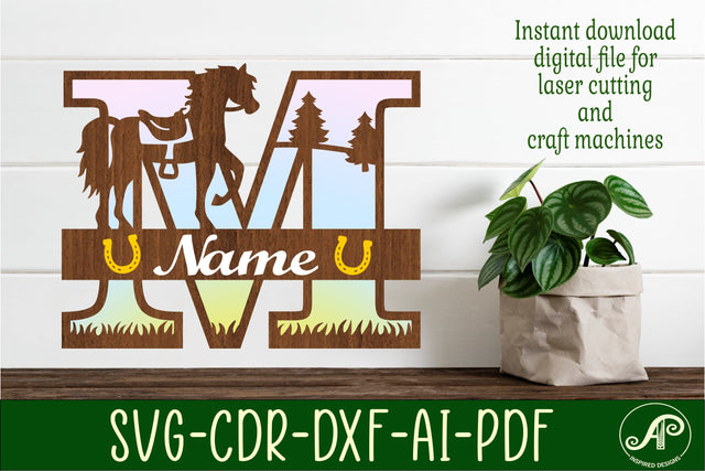 Horse Capital Monogram Letter M SVG File SVG APInspireddesigns 