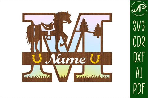 Horse Capital Monogram Letter M SVG File SVG APInspireddesigns 