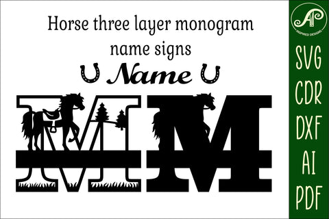 Horse Capital Monogram Letter M SVG File SVG APInspireddesigns 