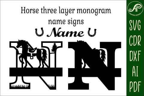 Horse Capital Monogram Letter N SVG File SVG APInspireddesigns 