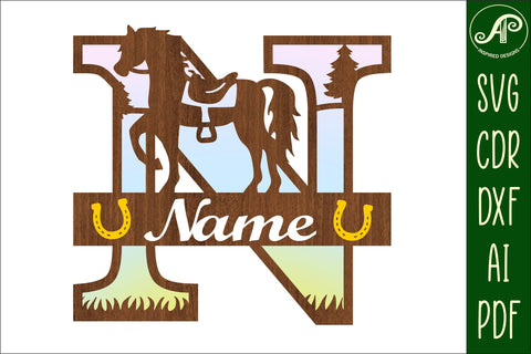 Horse Capital Monogram Letter N SVG File SVG APInspireddesigns 