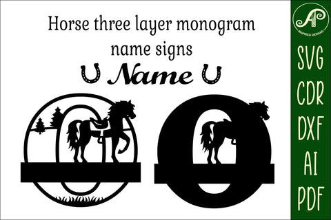 Horse Capital Monogram Letter O SVG File SVG APInspireddesigns 