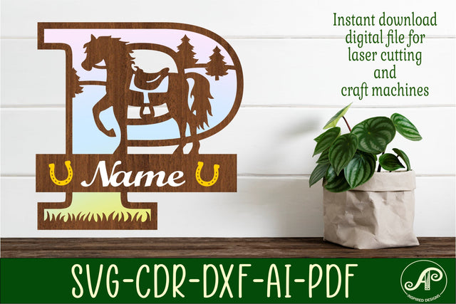 Horse Capital Monogram Letter P SVG File SVG APInspireddesigns 