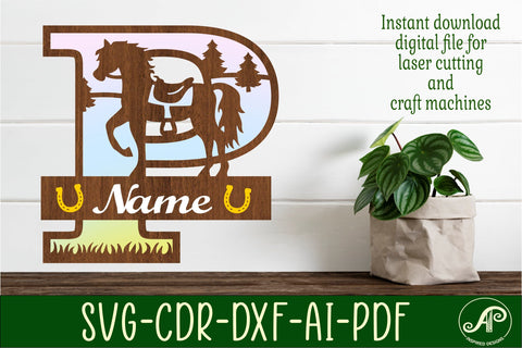 Horse Capital Monogram Letter P SVG File SVG APInspireddesigns 