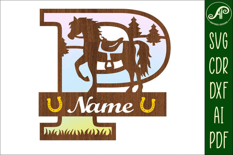 Horse Capital Monogram Letter P SVG File SVG APInspireddesigns 