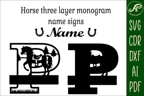 Horse Capital Monogram Letter P SVG File SVG APInspireddesigns 