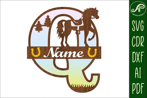 Horse Capital Monogram Letter Q SVG File SVG APInspireddesigns 
