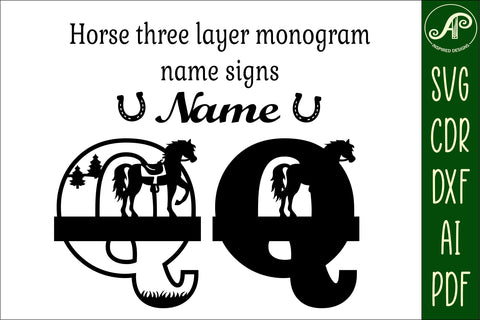 Horse Capital Monogram Letter Q SVG File SVG APInspireddesigns 
