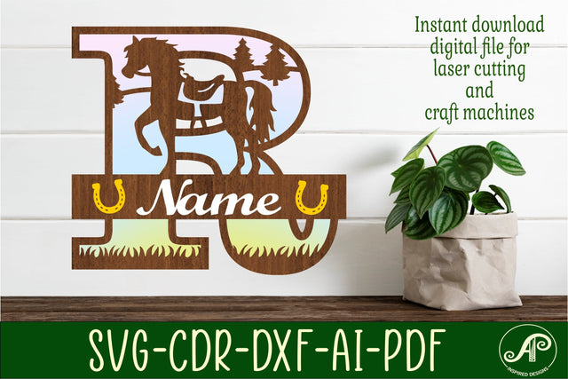 Horse Capital Monogram Letter R SVG File SVG APInspireddesigns 