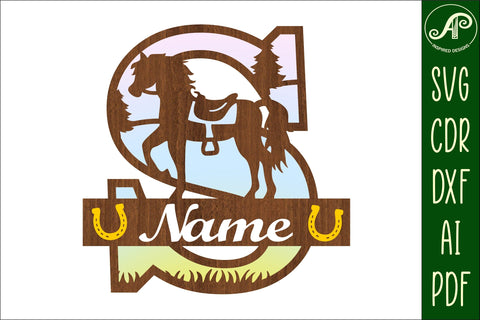 Horse Capital Monogram Letter S SVG File SVG APInspireddesigns 