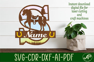 Horse Capital Monogram Letter S SVG File SVG APInspireddesigns 