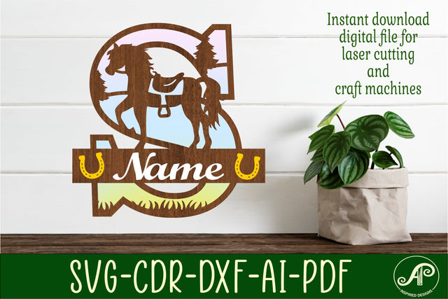 Horse Capital Monogram Letter S SVG File SVG APInspireddesigns 