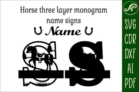 Horse Capital Monogram Letter S SVG File SVG APInspireddesigns 