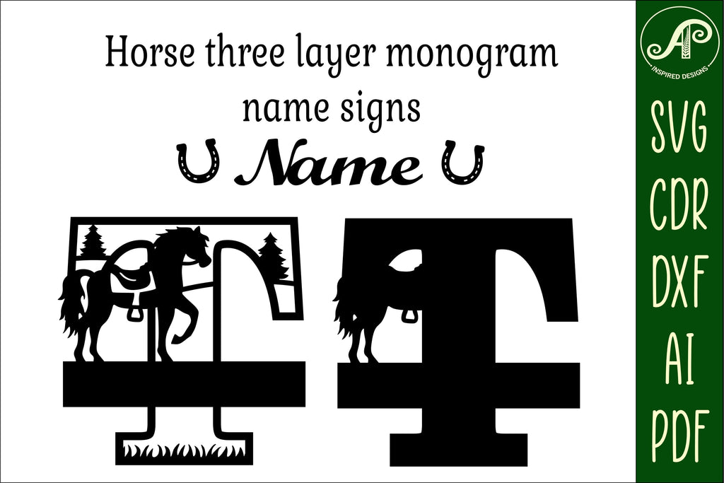 Horse Capital Monogram Letter T SVG File - So Fontsy