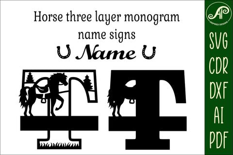 Horse Capital Monogram Letter T SVG File SVG APInspireddesigns 