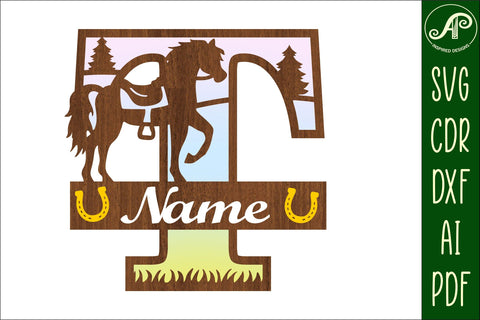 Horse Capital Monogram Letter T SVG File SVG APInspireddesigns 