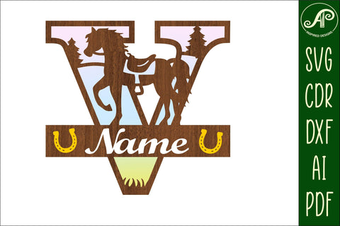 Horse Capital Monogram Letter V SVG File SVG APInspireddesigns 