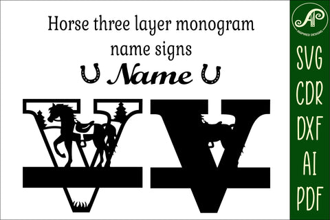 Horse Capital Monogram Letter V SVG File SVG APInspireddesigns 