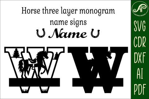 Horse Capital Monogram Letter W SVG File SVG APInspireddesigns 