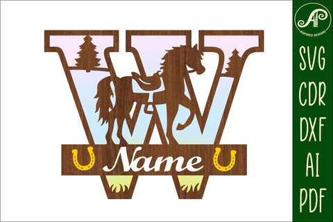 Horse Capital Monogram Letter W SVG File SVG APInspireddesigns 