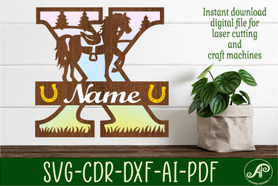 Horse Capital Monogram Letter X SVG File SVG APInspireddesigns 