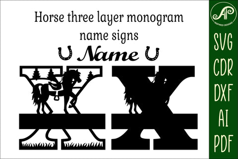 Horse Capital Monogram Letter X SVG File SVG APInspireddesigns 