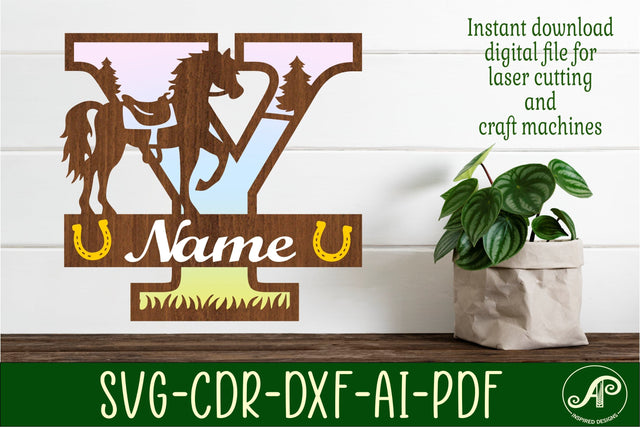 Horse Capital Monogram Letter Y SVG File SVG APInspireddesigns 