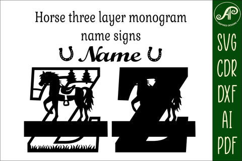 Horse Capital Monogram Letter Z SVG File SVG APInspireddesigns 