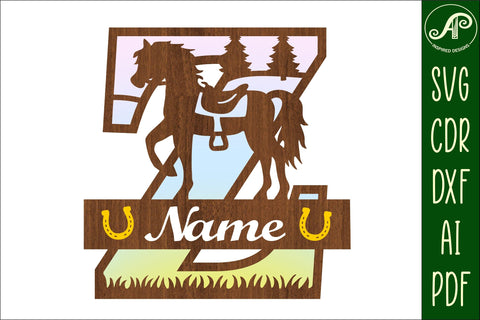 Horse Capital Monogram Letter Z SVG File SVG APInspireddesigns 