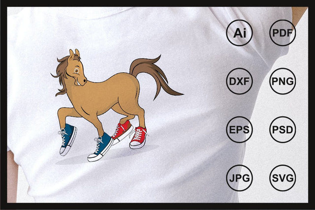 Horse cartoon wearing shoes character illustration SVG Leamsign Studio 