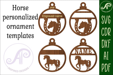 Horse Christmas Ornaments, 2 designs SVG laser cut SVG APInspireddesigns 