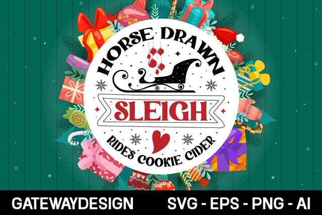 Horse Drawn Sleigh Rides Cookie Cider Round Sign Svg Design SVG designmaster24 