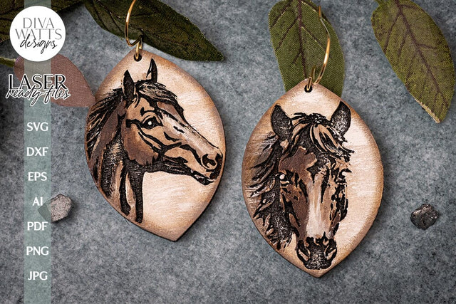 Horse Earrings Glowforge SVG Laser Cutting File For Horse Earrings Farm Earrings for Glowforge Cute Horse Earrings SVG Stallion Earrings SVG SVG Diva Watts Designs 