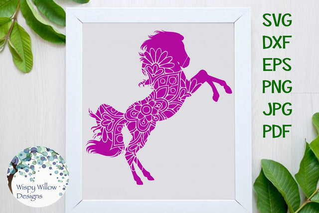 Horse Floral Mandala SVG Wispy Willow Designs 