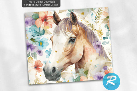 Horse Floral Seamless 20 oz / 30 oz Tumbler PNG Sublimation Regulrcrative 