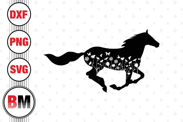 Horse Floral SVG, PNG, DXF Files SVG BMDesign 