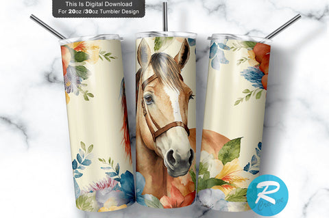 Horse Flower 20 oz / 30 oz Tumbler PNG Sublimation Regulrcrative 