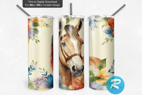 Horse Flower 20 oz / 30 oz Tumbler PNG Sublimation Regulrcrative 