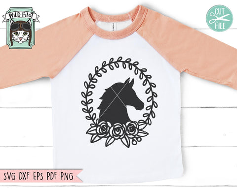 Horse Flower Frame SVG Cut File SVG Wild Pilot 