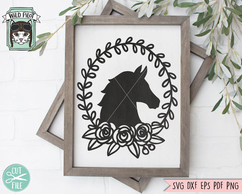 Horse Flower Frame SVG Cut File SVG Wild Pilot 