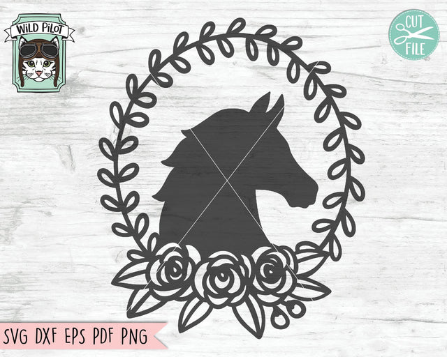 Horse Flower Frame SVG Cut File SVG Wild Pilot 