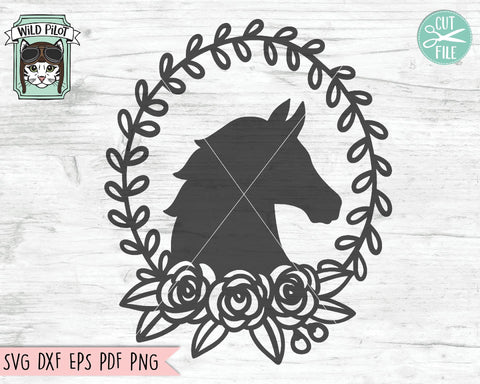 Horse Flower Frame SVG Cut File SVG Wild Pilot 