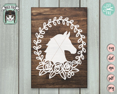Horse Flower Frame SVG Cut File SVG Wild Pilot 