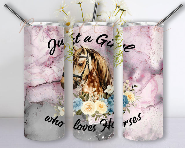 Horse Flower Png, Horse Sublimation Tumbler Design 20 oz Skinny Tumbler Wrap Horse Tumbler Png, Straight and Tapered Instant Download. Sublimation PixelChick 