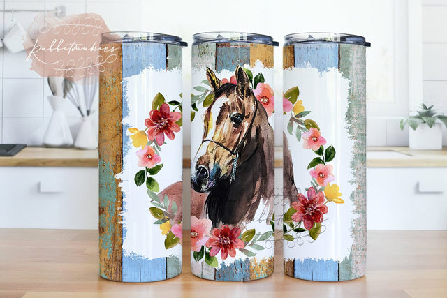 Horse Flower Png, Horse Tumbler Design, 20 oz Skinny Tumbler Wrap Horse Tumbler Png Sublimation Rabbitmakies 