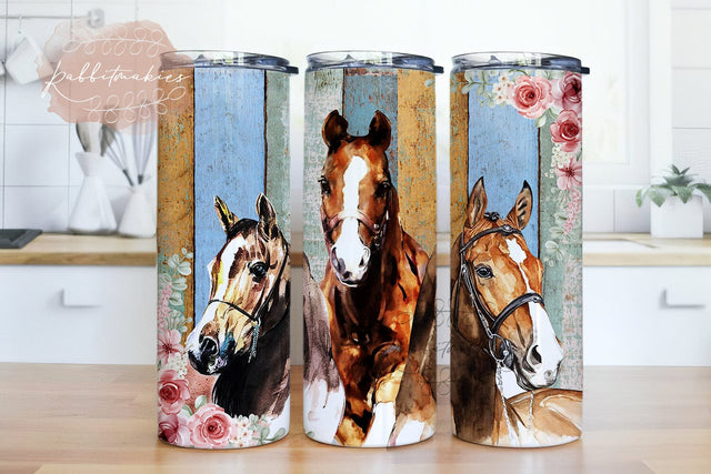 Horse Flower Png, Horse Tumbler Design, 20 oz Skinny Tumbler Wrap Horse Tumbler Png Sublimation Rabbitmakies 