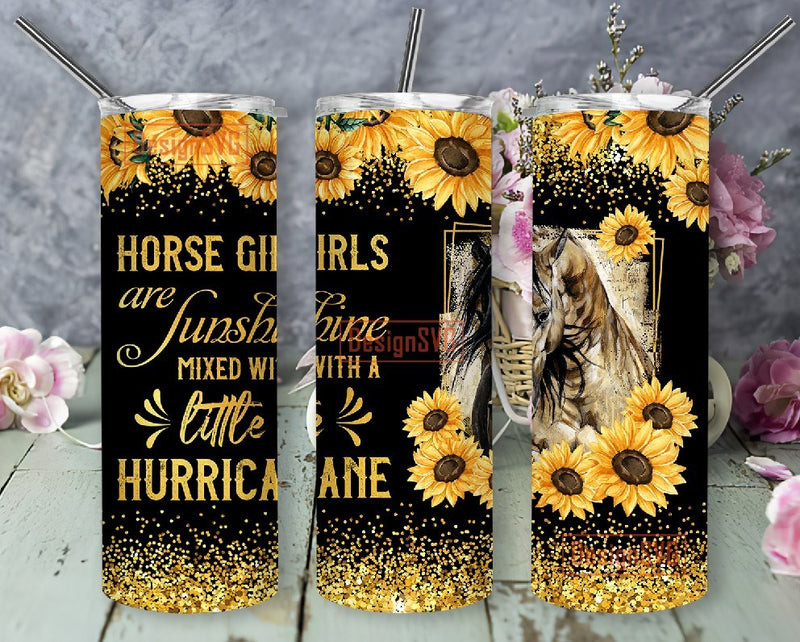 Horse Girls 20Oz Skinny Tumbler, Horse Cowgirl Tumbler, Horses Flowers Sublimation Tumbler Designs Sublimation DesignSVG 