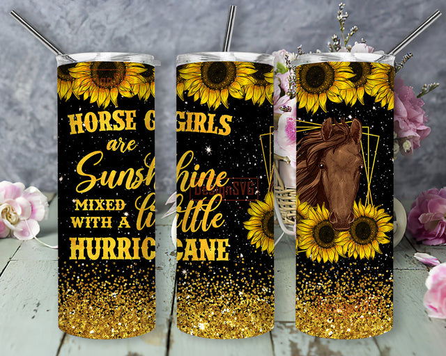 Horse Girls Are Sunshine Mixed with A Little Hurricane Tumbler Template, Sunflower Horse Glitter 20oz Skinny Tumbler, Sunflower Sunshine Tumbler Png, Horse Sublimation Design, Digital Download Sublimation DesignSVG 