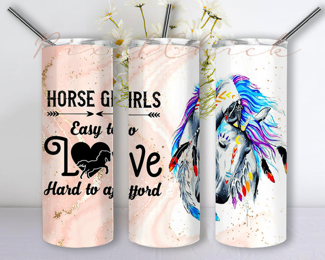 Horse Girls Hard To Afford 20 oz Skinny Tumbler Wrap Png, Tumbler Png, Western Tumbler Png Sublimation, Instant Download Sublimation PixelChick 